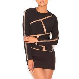 House of CB Black and Nude Geometric Dress